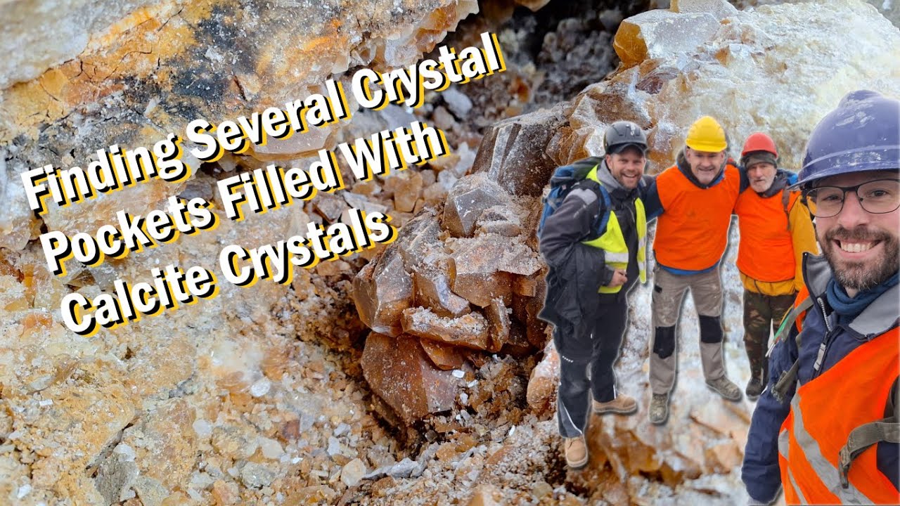 Verschillende Kristal Pockets Vinden Die Gevuld Zijn Met Calciet Kristallen