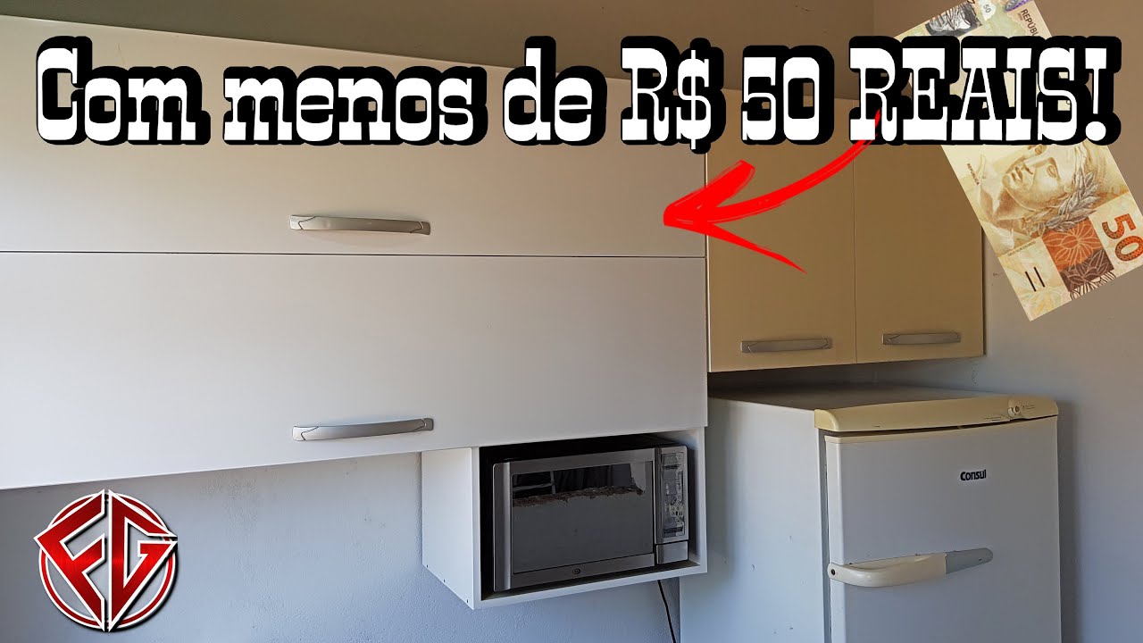 Como fazer ARMÁRIO aéreo planejado para cozinha com menos de 50 Reais