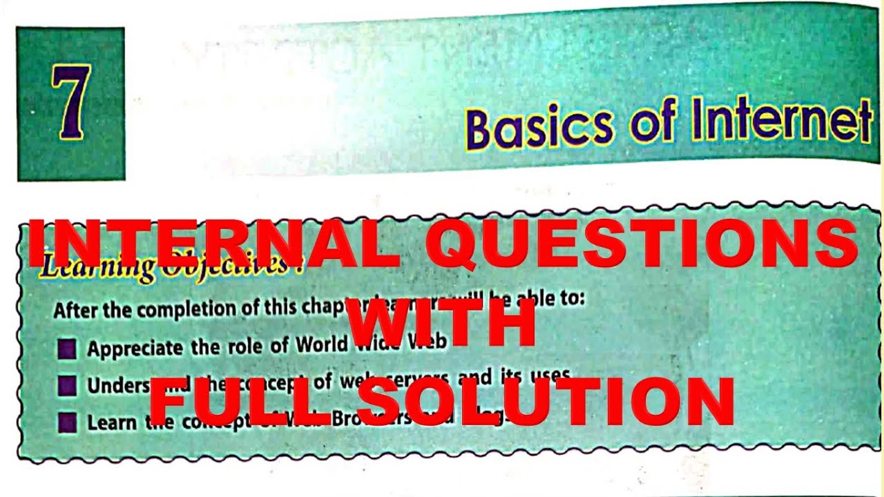 DAV CLASS 7 COMPUTER CHAPTER 7 | INTERNAL QUESTONS & ANSWER | BASICS OF INTERNET | SOLUTION  #dav
