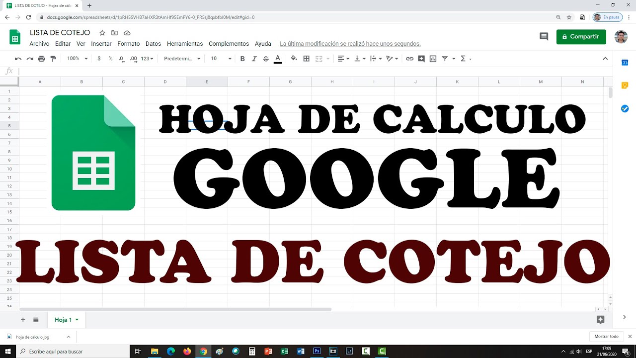 LISTA DE COTEJO - HOJA DE CALCULO DE GOOGLE