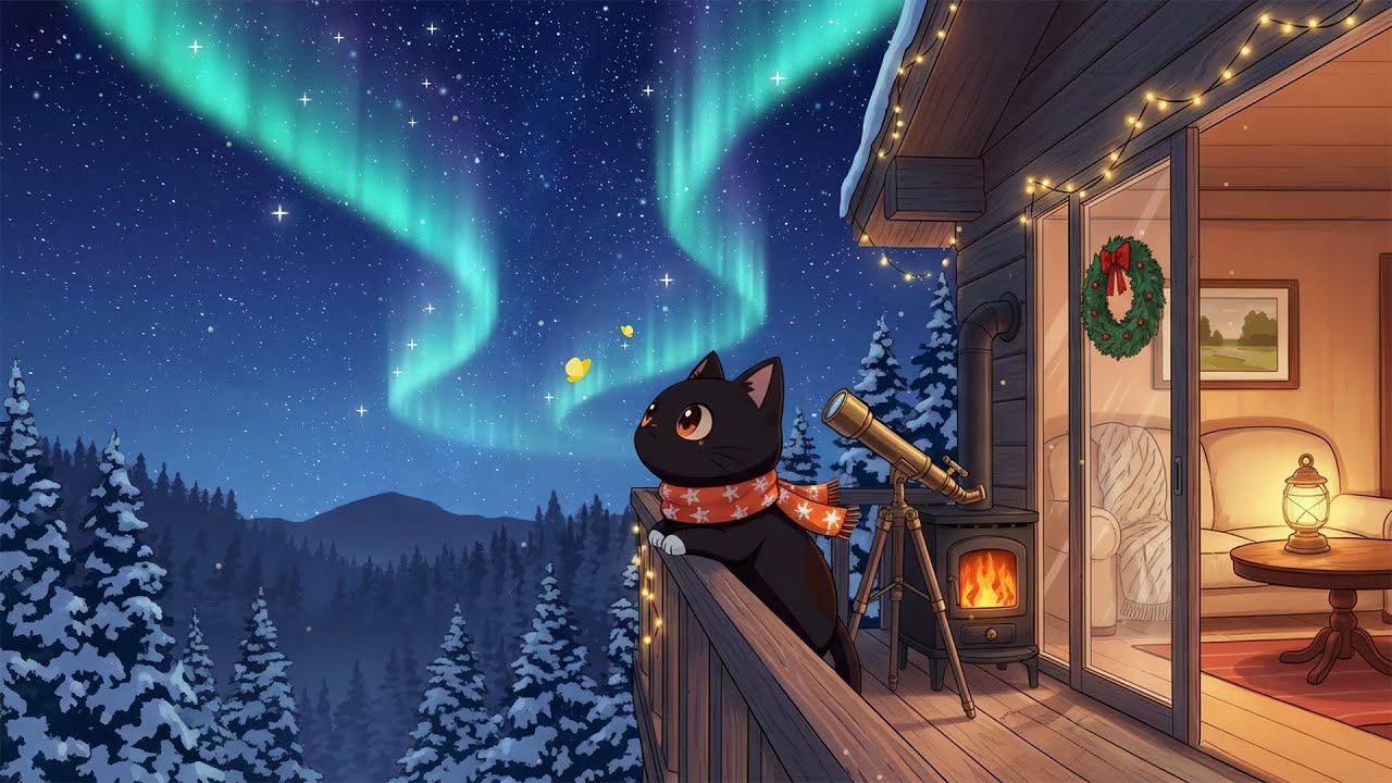 Chilling with Milo under the Aurora ✨ Magical Winter Lofi 🐾 for Deep Focus & Cozy Vibes