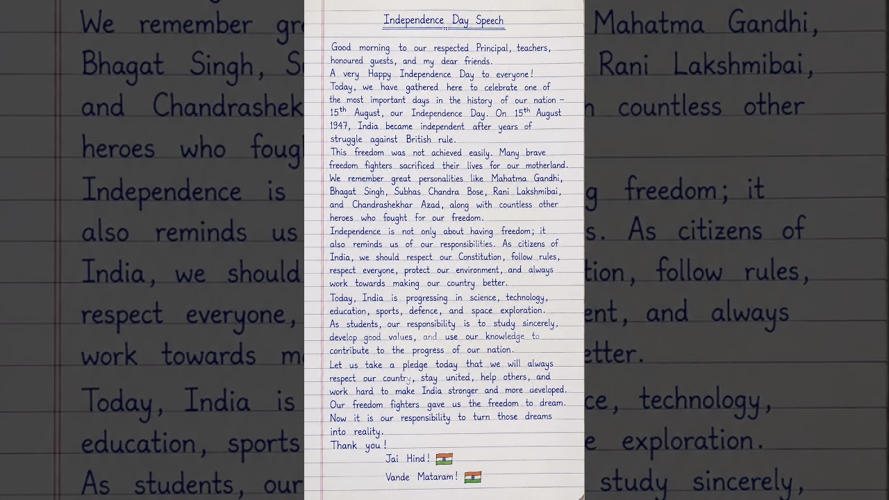 🇮🇳 Independence Day Speech 2026 | Best English Speech for 15 August 🎤
