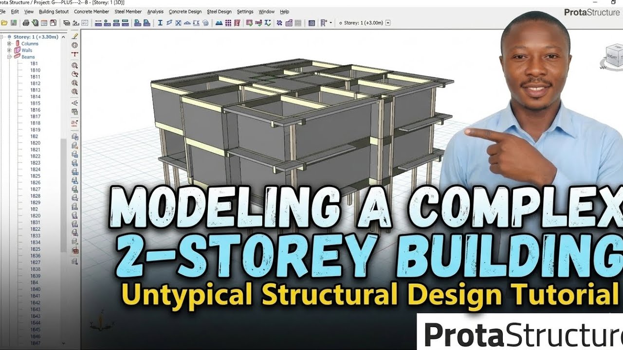 Modeling a Complex 2-Storey Building: Untypical Structural Design Tutorial using ProtaStructure.
