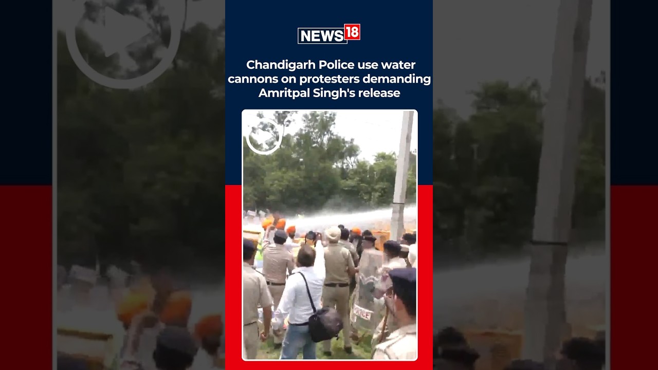 Akali Dal Waris Punjab De Protest Turns Tense as Police Disperse Crowd With Water Cannons | N18S