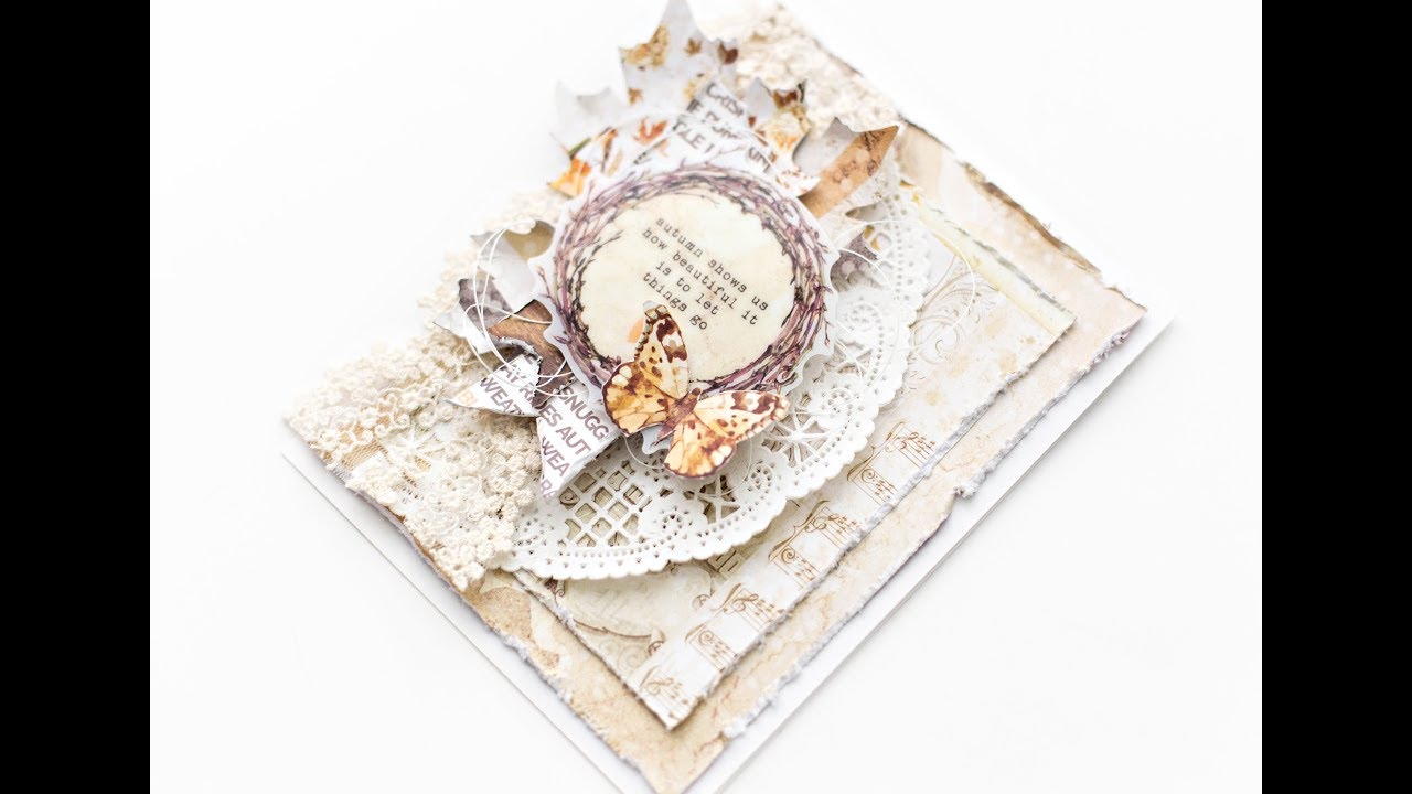 Shabby fall card tutorial - Prima marketing Amber moon collection