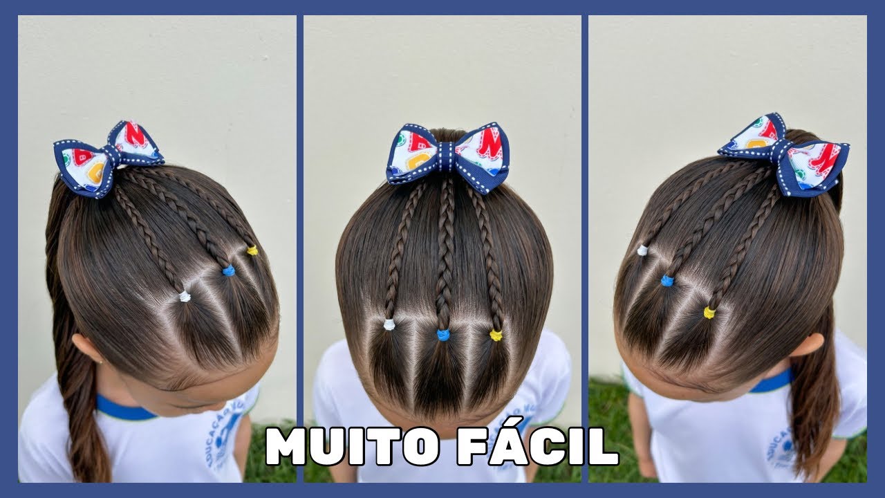 Penteado infantil fácil e rápido volta às aulas ✏️| Rabo de cavalo fácil 📚