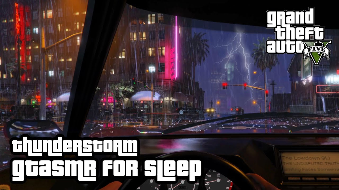 GTA 🌃 Let's Get Lost in a Thunderstorm ⛈️ Ear to Ear Whispering 🌃 Rain & Car Sounds