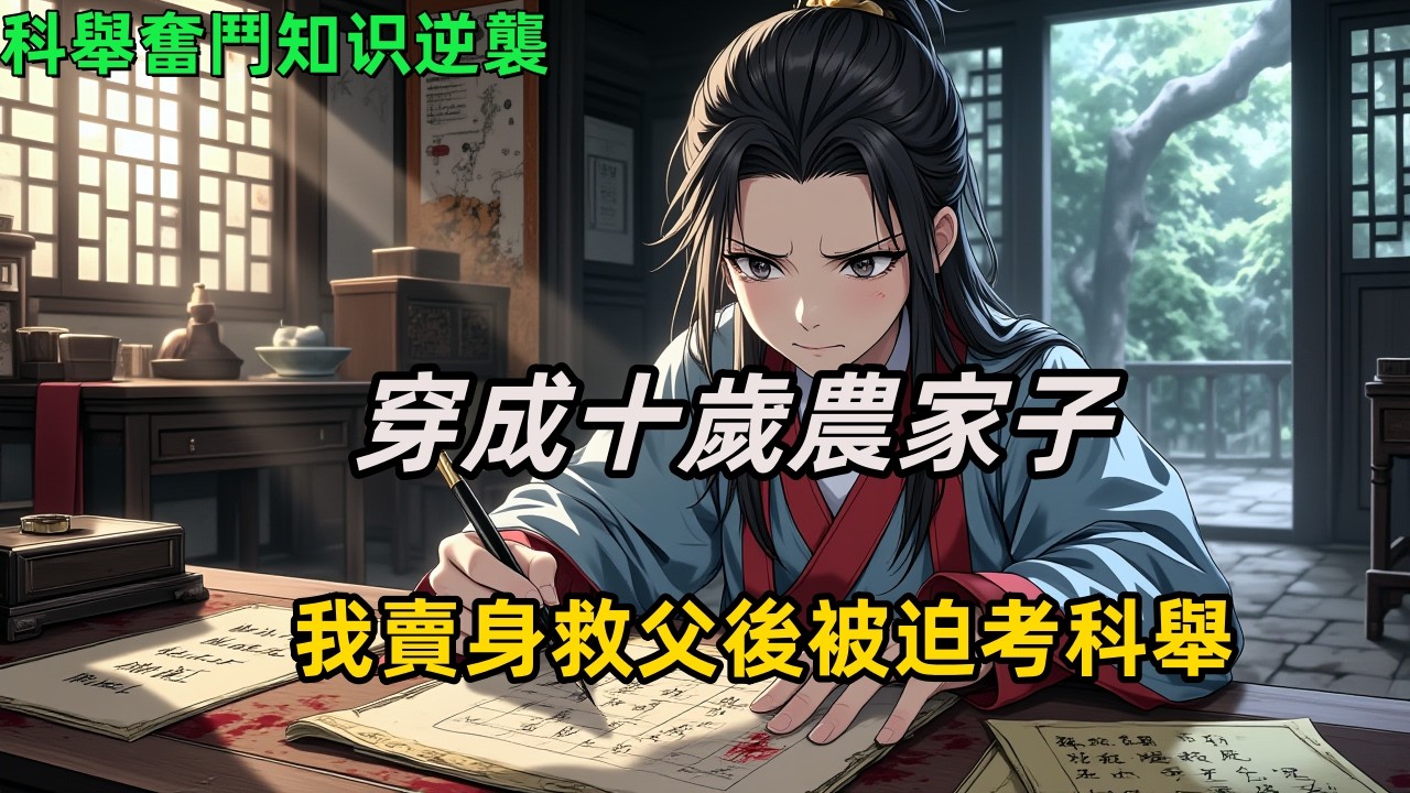 《穿成十歲農家子，我賣身救父後被迫考科舉》 父親服徭役重傷，員外攜銀上門逼我為奴。簽下賣身契那刻，我明白唯一的活路，是替大伯走上那條十年未成的科舉之路。