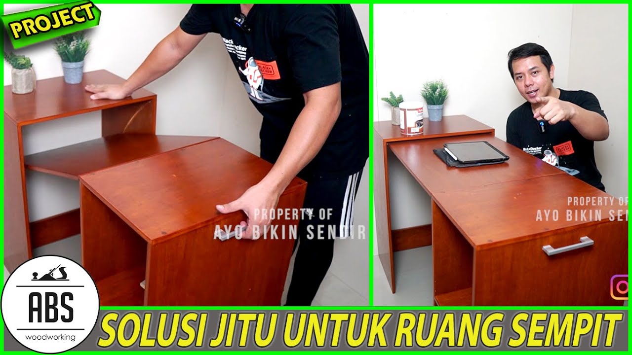 Membuat Meja Lipat Portable Untuk Ruangan Kecil Bahan Multiplek Finishing Polibest Woodstain