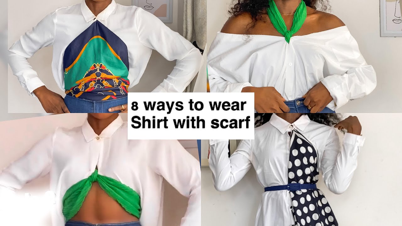 How to style scarf with Shirt (8 ways) / Quick & Easy / DIY scarf styles   #Fashionhacks #howto