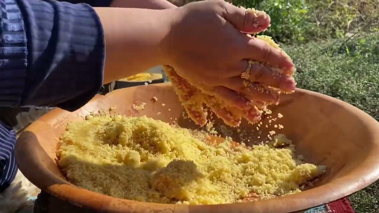 الكسكس الجزائري في أرياف الشاوية 🍲بربوشة تقليدية بالخضر الطازجة من المزرعة |أجواء الخريف في الريف🍁