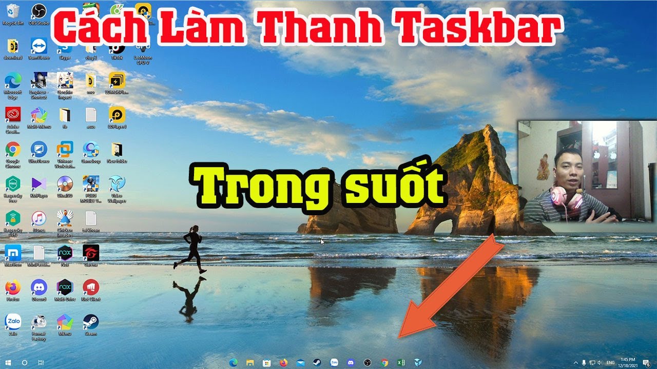 C&aacute;ch l&agrave;m thanh taskbar trong suốt v&agrave; icon ở giửa m&agrave;n h&igrave;nh m&aacute;y t&iacute;nh
