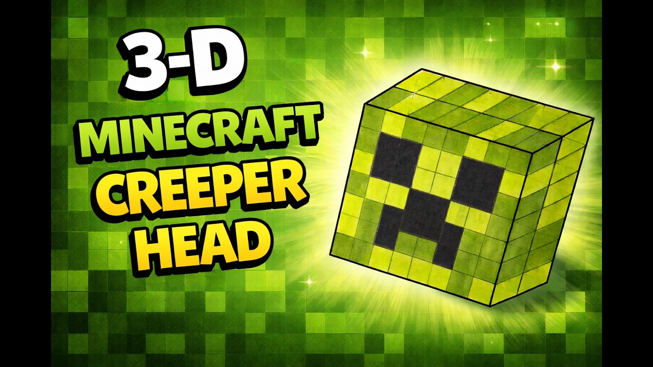 HOW TO DRAW A 3-D MINECRAFT CREEPER HEAD | EASY MINECRAFT DRAWING TUTORIAL