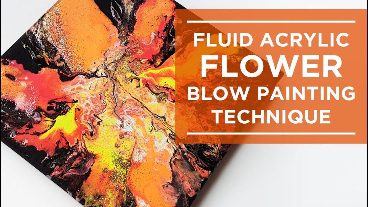 Fluid Acrylic Flower Blow Painting Technique - Easy DIY Tutorial