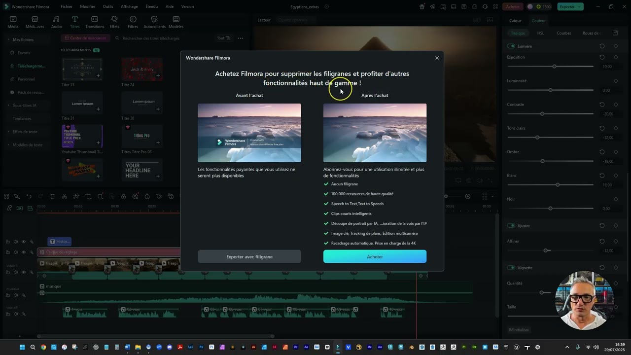 15-Faire un export avec la version gratuite de Filmora