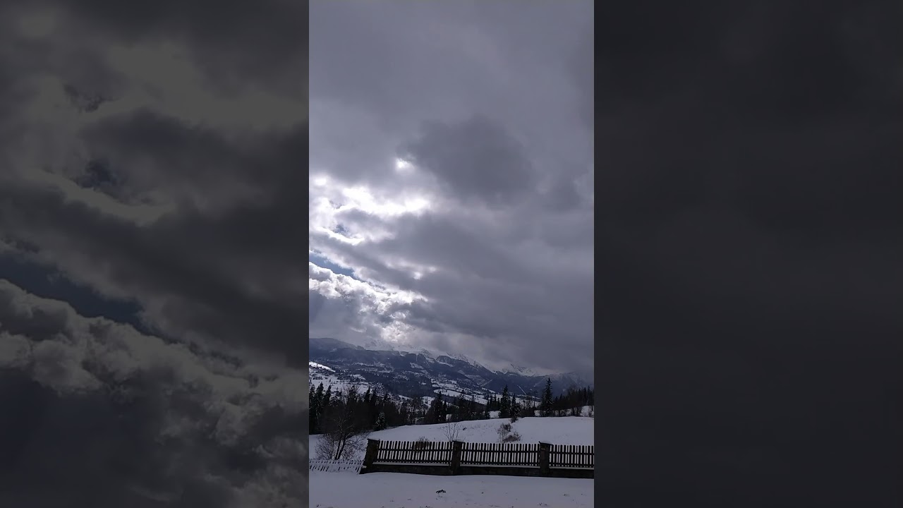 Winter snowy Mountain Tatry Blue Sky Background video  | No copyright footage