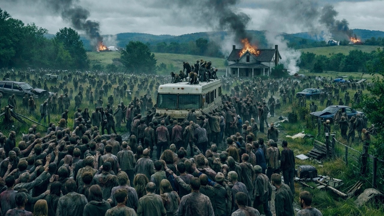 Survival becomes impossible as zombies surround the RV and the apocalypse grows stronger