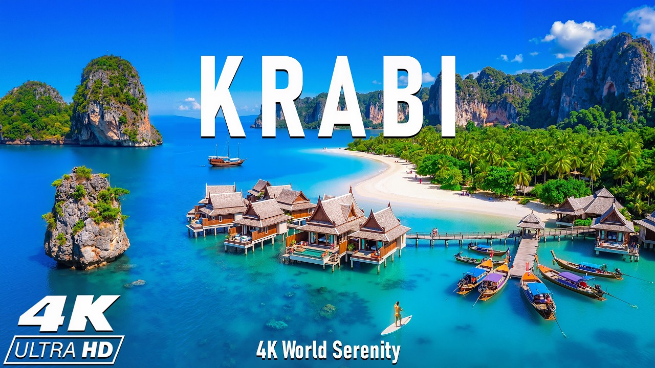 Krabi, Thailand 4K &ndash; Railay Beach, Island Views & Crystal Clear Tropical Coast | Relaxing Music