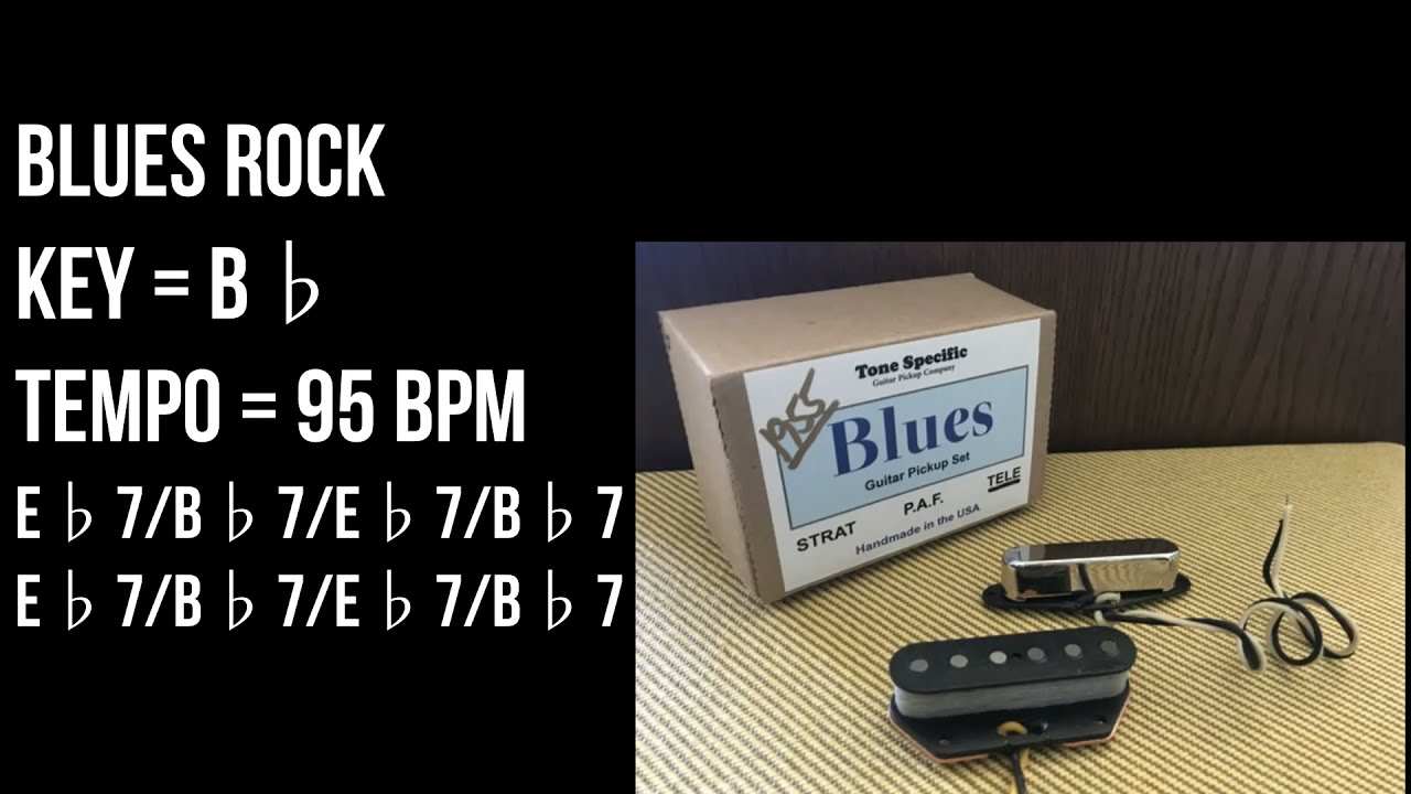 Blues Rock Backing Track For Guitar Players - Key B♭, 95bpm, Drum & Bass Only No Guitar