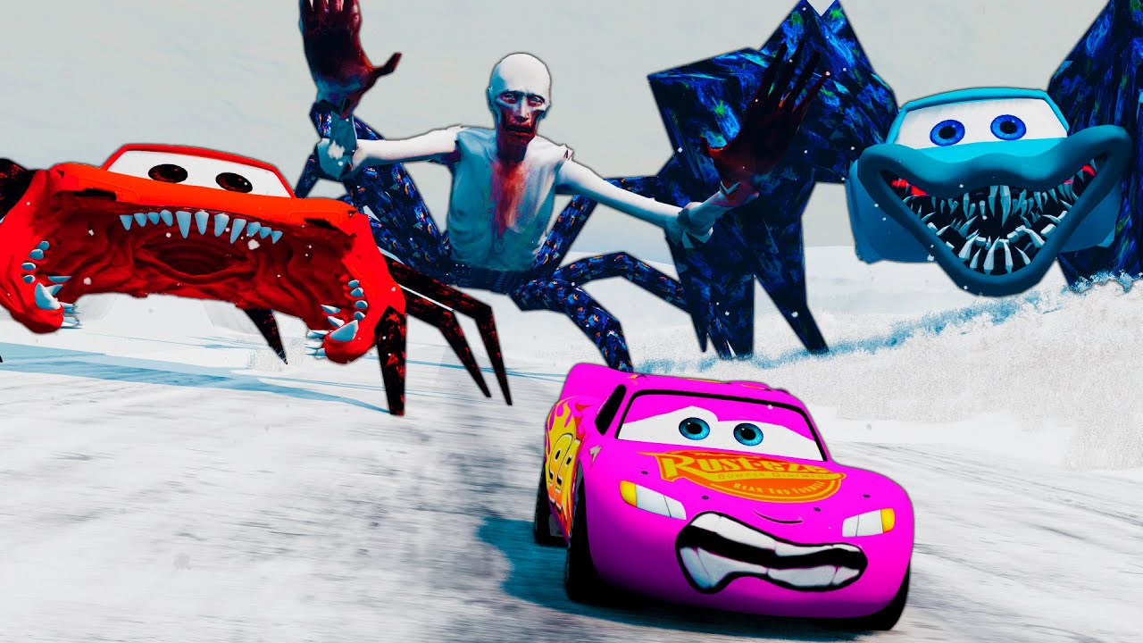 Lightning McQueen's Epic Escape from Shy Guy & McQueen Crazy Spider Car! | Cars | BeamNG.Drive