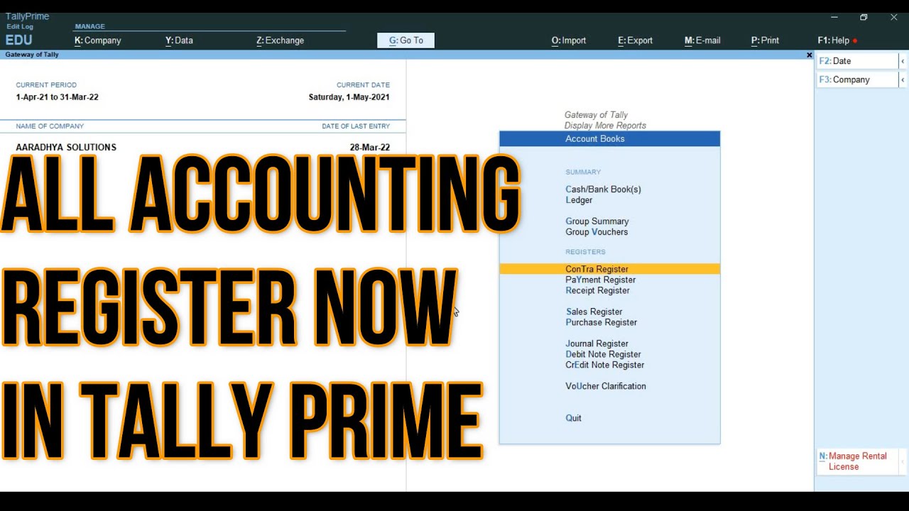 All Accounting Register Report In Tally Prime 2.1 Part-II || Tally For Beginners ||