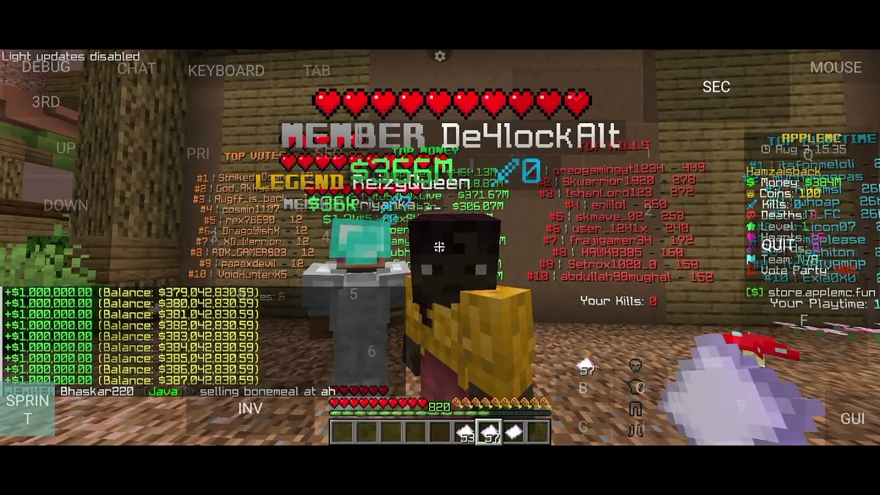 Baltop 1 in apple mc banana realm new season  #minecraft  #viralvideo #pvp 