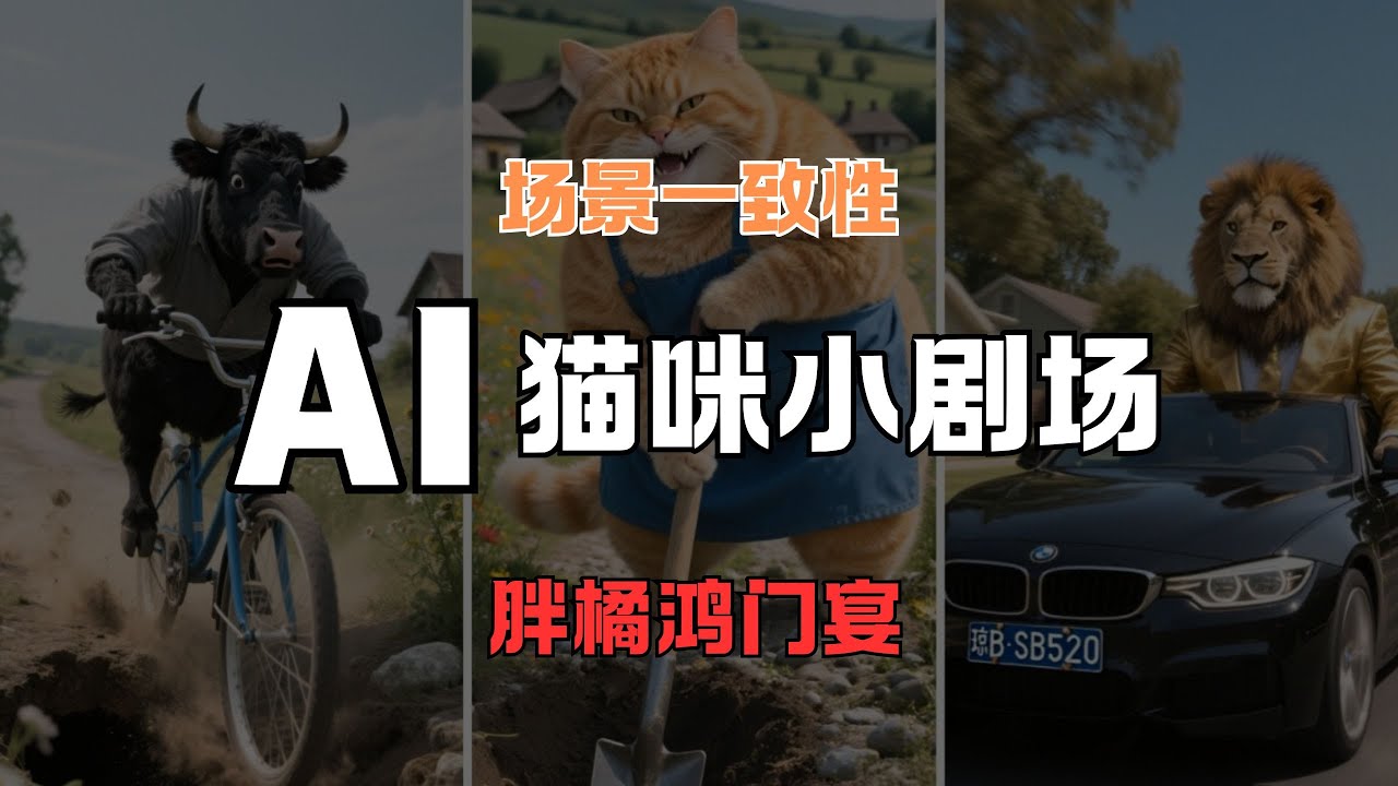 【AI教程】胖橘一箭双雕鸿门宴，AI猫咪小短剧来了，怎么制作？很简单，全流程分享