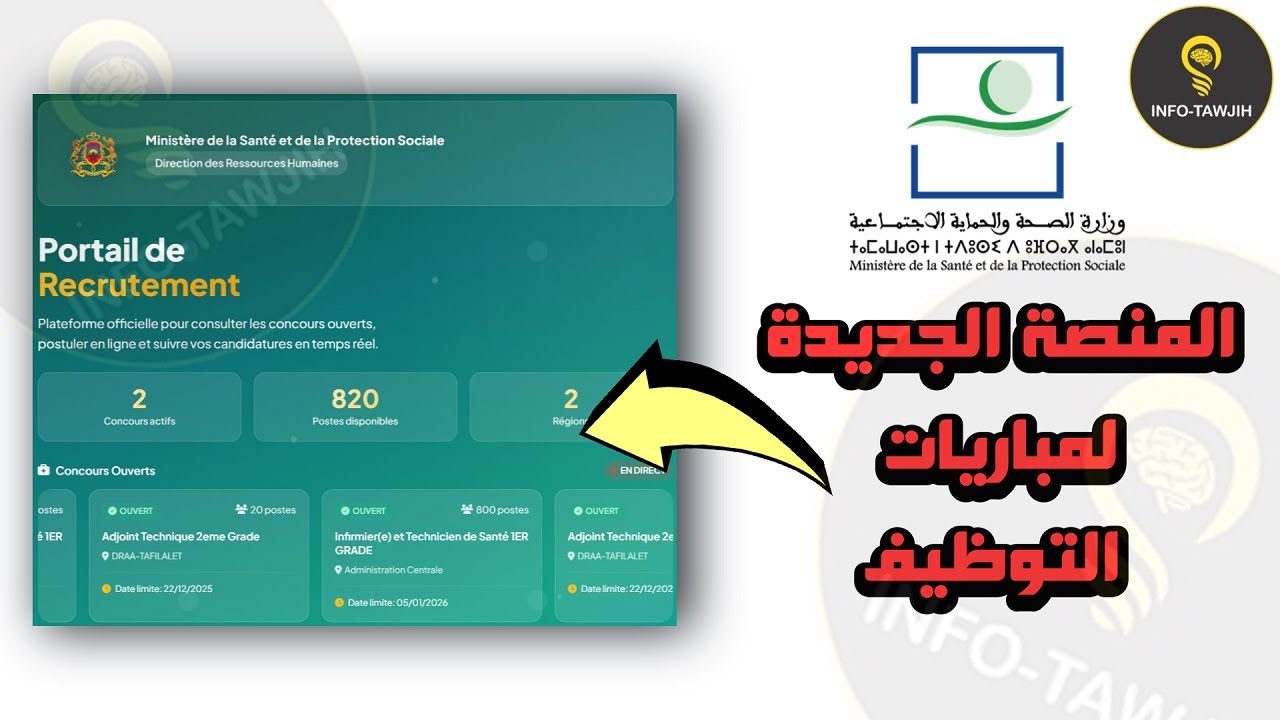 الطريقة الجديدة للتسجيل في مباريات التوظيف بوزارة الصحة و الحماية الاجتماعية.
