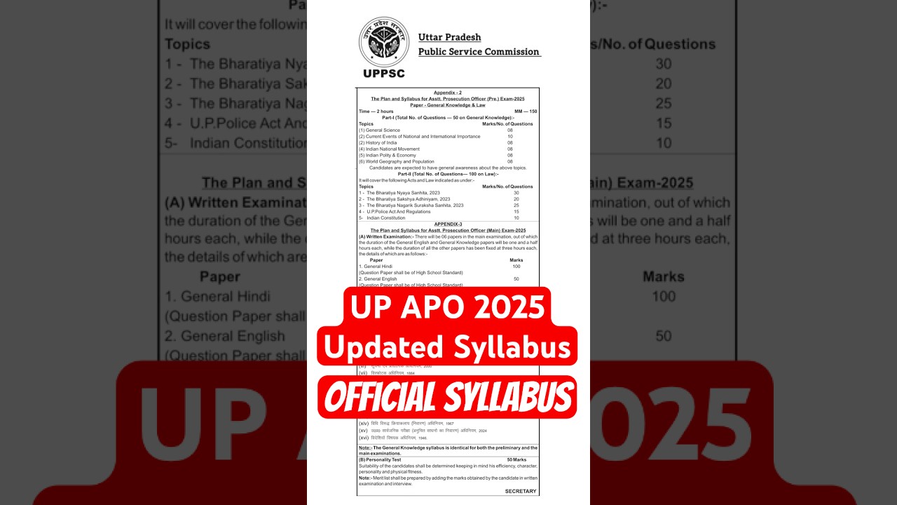 UP APO 2025 New Updated Syllabus #uppsc #upapo2025 #upapo #syllabus #eligibilitycreteria #salary