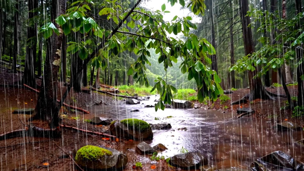 💤 Deep Sleep in a Misty Forest 🌲 | Rain Sounds + Gentle Stream to Cure Insomnia 🌧️😴