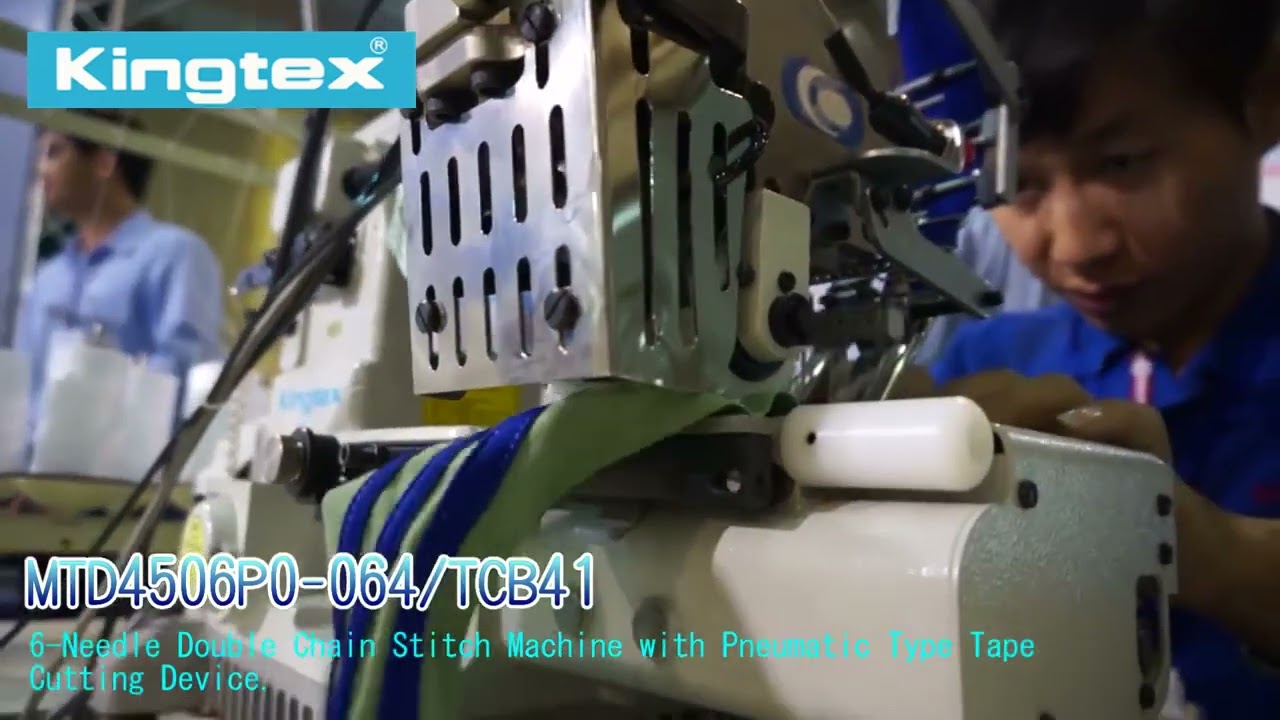 Kingtex MT4506P/TB /TCB41 -- 6 Needle Double Chain Stitch/ Rear Tape Cutter/ 3-Stripe Attaching