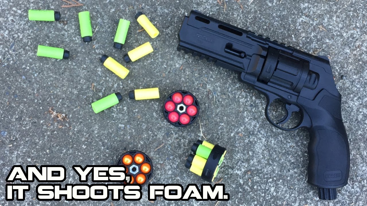 Umarex T4E TR50 C02 Paintball Revolver Review (Shoot foam darts HARD) | Walcom S7