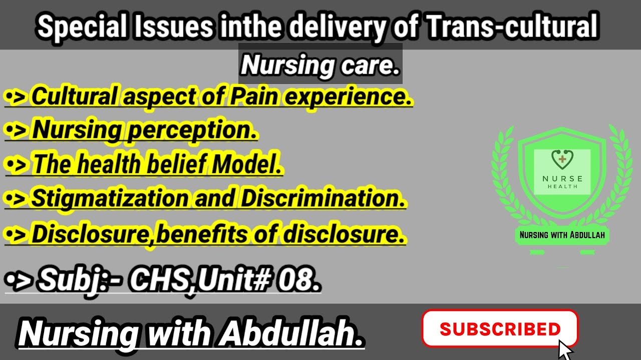 Special issues in the delivery of Transcultural Nursing care in urdu|Bsn 6th semester| Unit# 8|