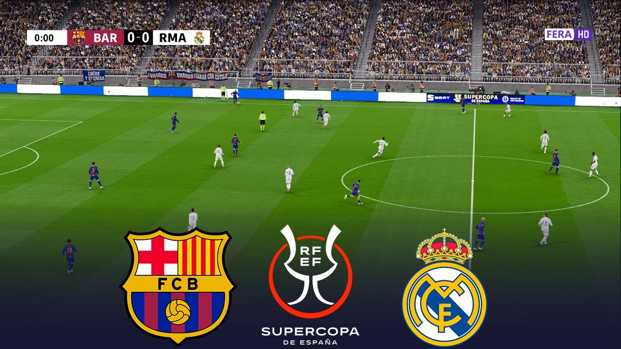 BARCELONA vs REAL MADRID Live | Supercopa de Espana FINAL 2026 | Simulation PES 2021 Gameplay