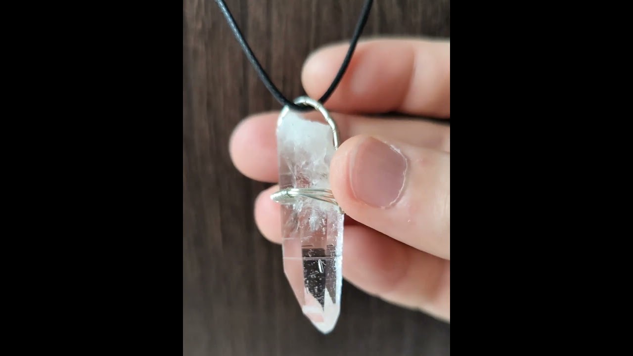Raw Columbia Lemurian clear quartz pendant necklace, lustrous Lemurian  11.2g 