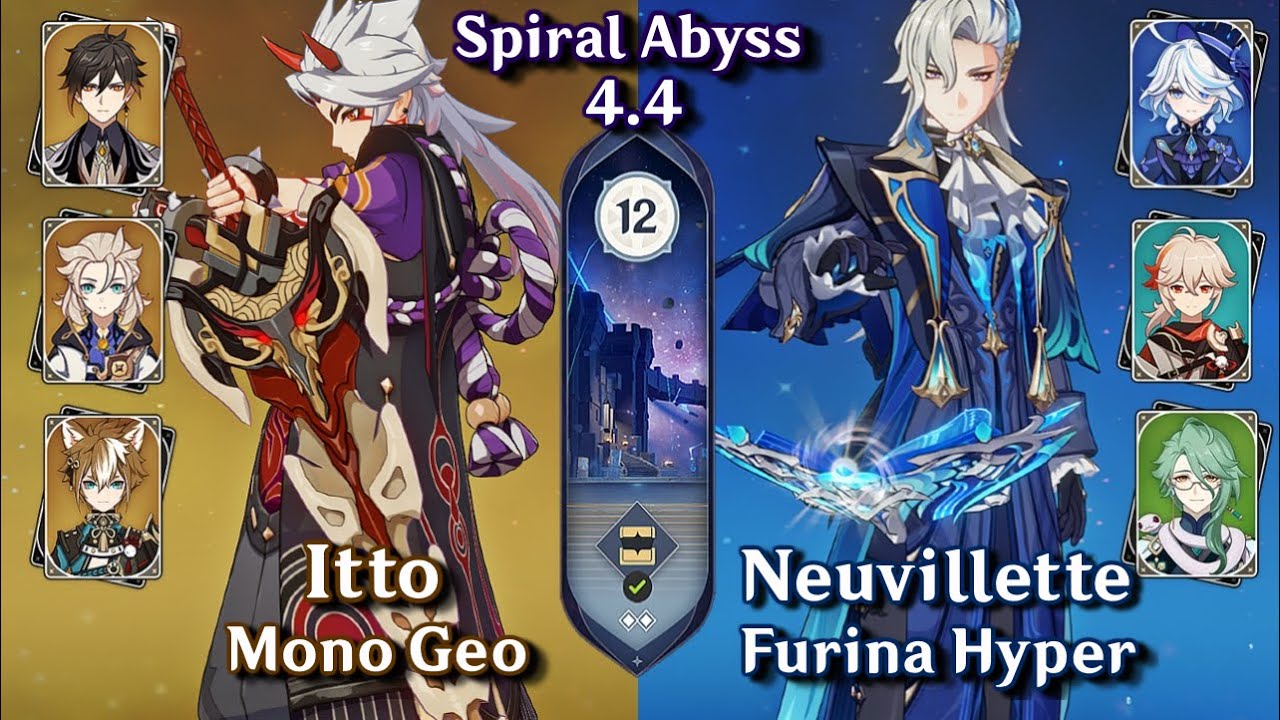 C0 Itto Mono Geo & C0 Neuvillette Hyper | Spiral Abyss 4.4 Floor - 12 9 Stars | Genshin Impact