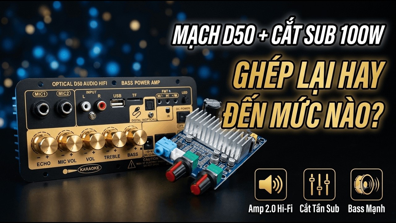 Hướng dẫn ghép mạch d50 với mạch sub 100w