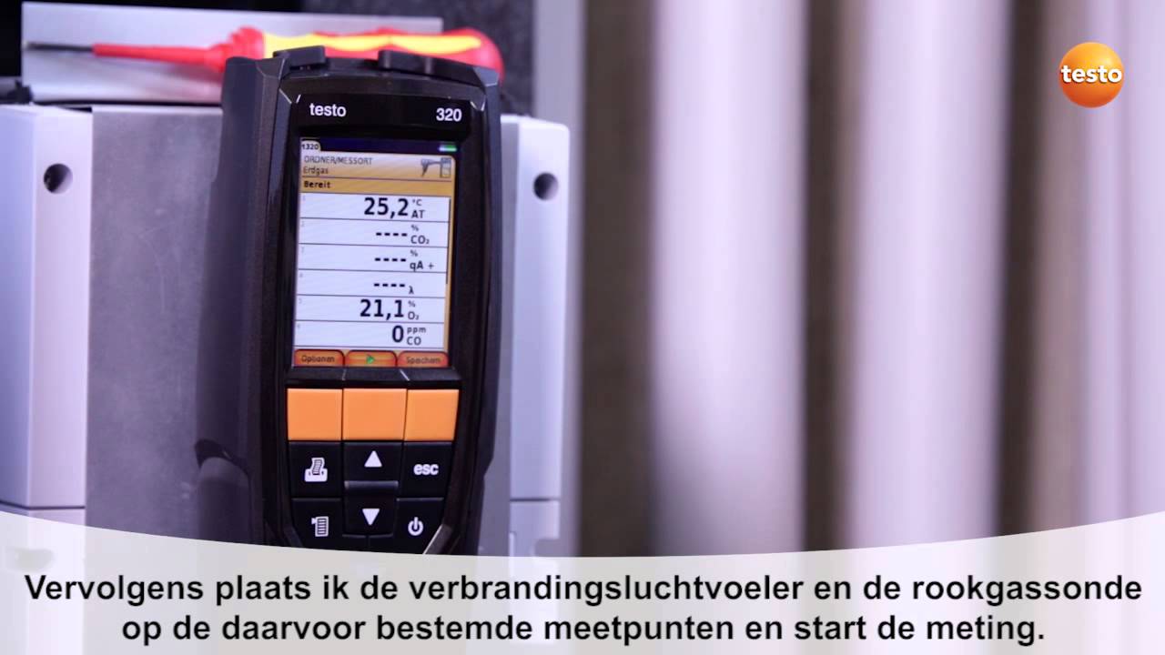 testo 320: het uitvoeren van een meting aan een CV-installatie