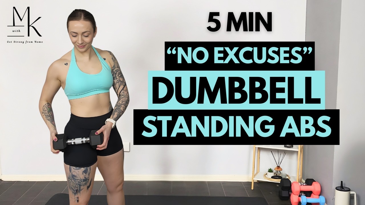 5 Min NO EXCUSES STANDING ABS Workout | Dumbbell Core Workout At Home