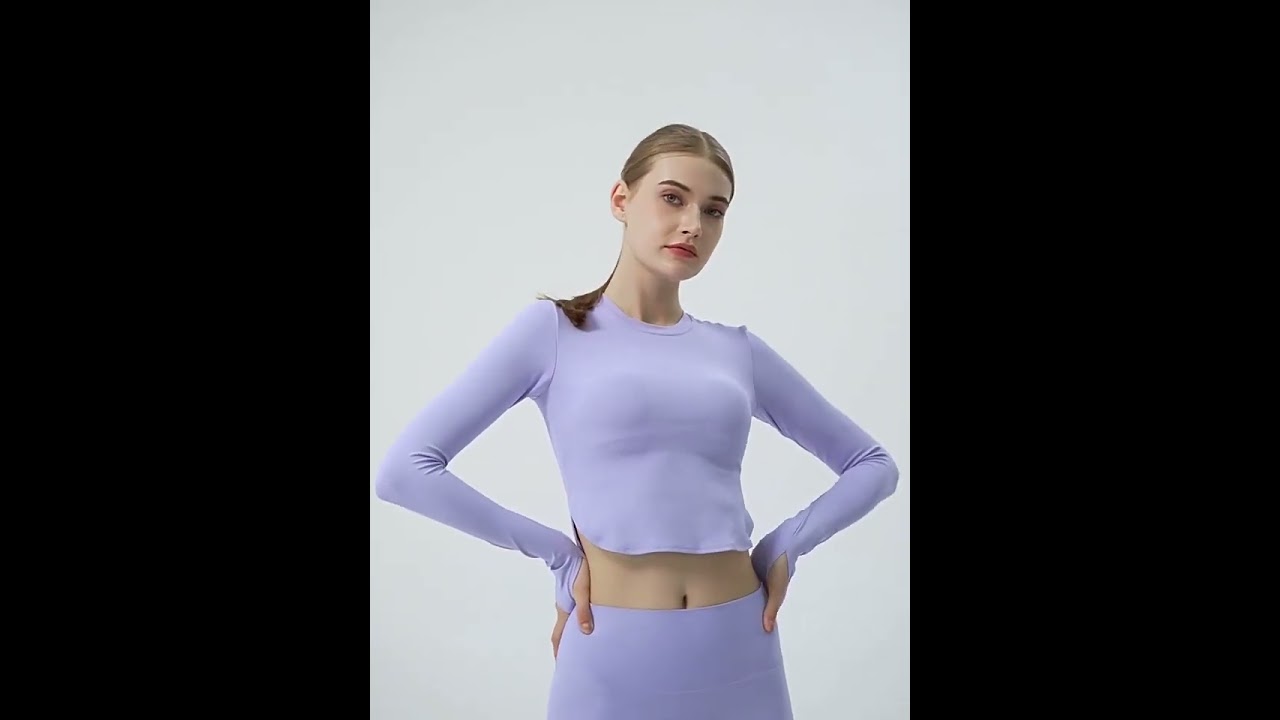 Women long sleeve crop top workout athletic gym yoga sweatshirts | Allni