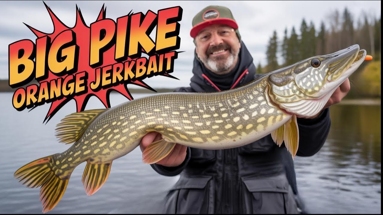 Pike Fishing - Big Orange Jerkbait saves the day!