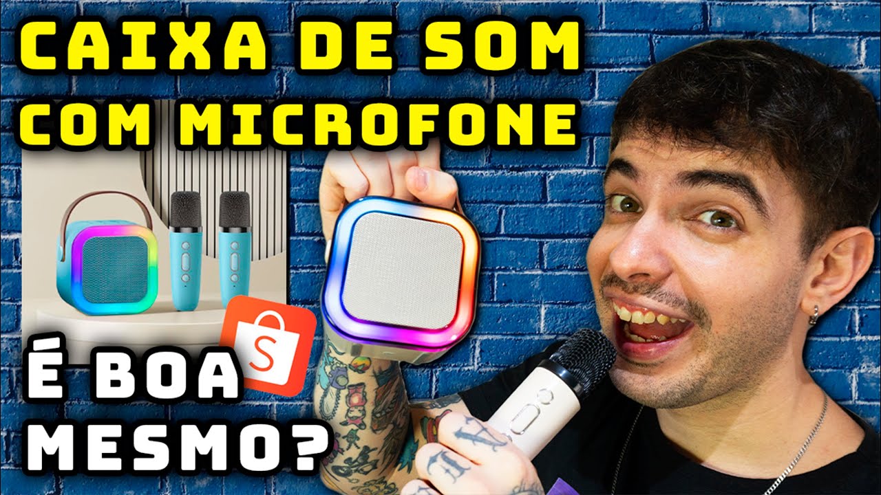 Caixa de Som com Microfone de Karaokê da Shopee (Vale a pena?)
