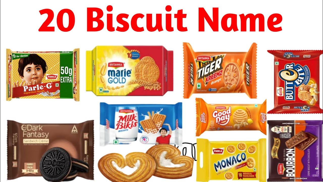 20 बिस्किट के नाम बच्चों के लिए | 20 biscuit name | biscuit name in english and hindi | biscuit name