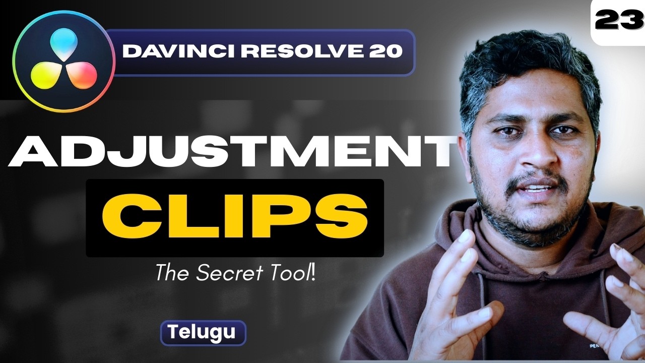 This One Clip Saves Hours of Editing Time! | DaVinci Resolve Adjustment Clips Telugu | Class 23