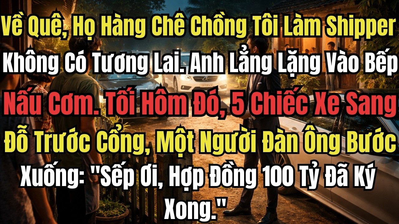 Về Quê, Họ Hàng Chê Chồng Tôi Làm Shipper Không Có Tương Lai.Tối Đó, 5 Chiếc Xe Sang Đỗ Trước Cổng..