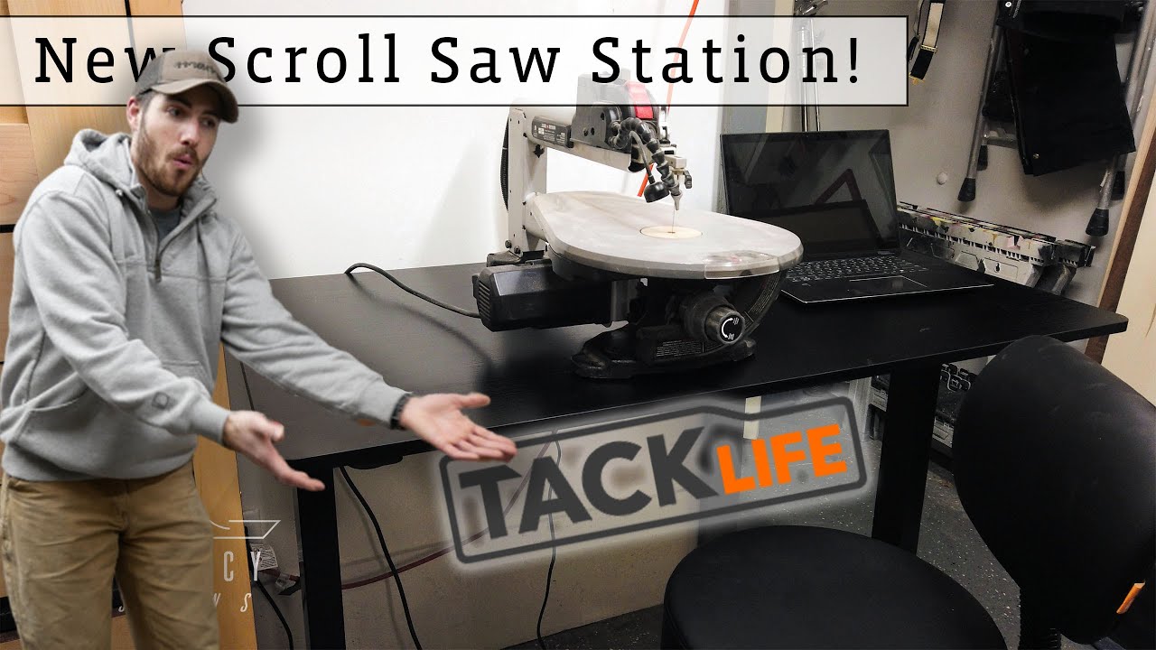 New Scroll Saw Station! // TACKLIFE Stand Desk Review