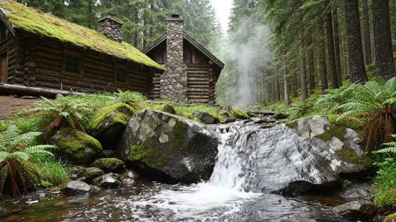 Cabana na Floresta com Som de Riacho 🌲💧 Relaxar, Dormir e Estudar | Nature Sounds 4K