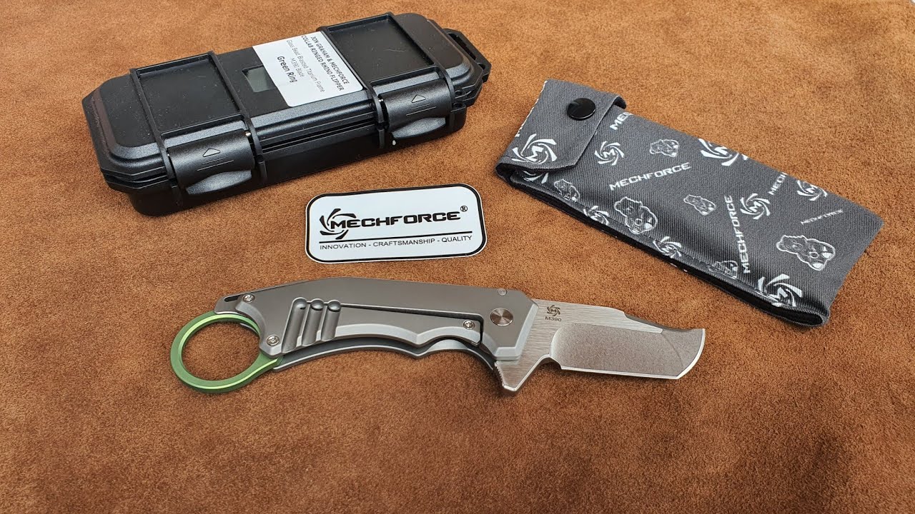 Jon Graham & Mechforce Collab Ringed Rhino Flipper - Titanium Frame / M390 Blade / Green Ring