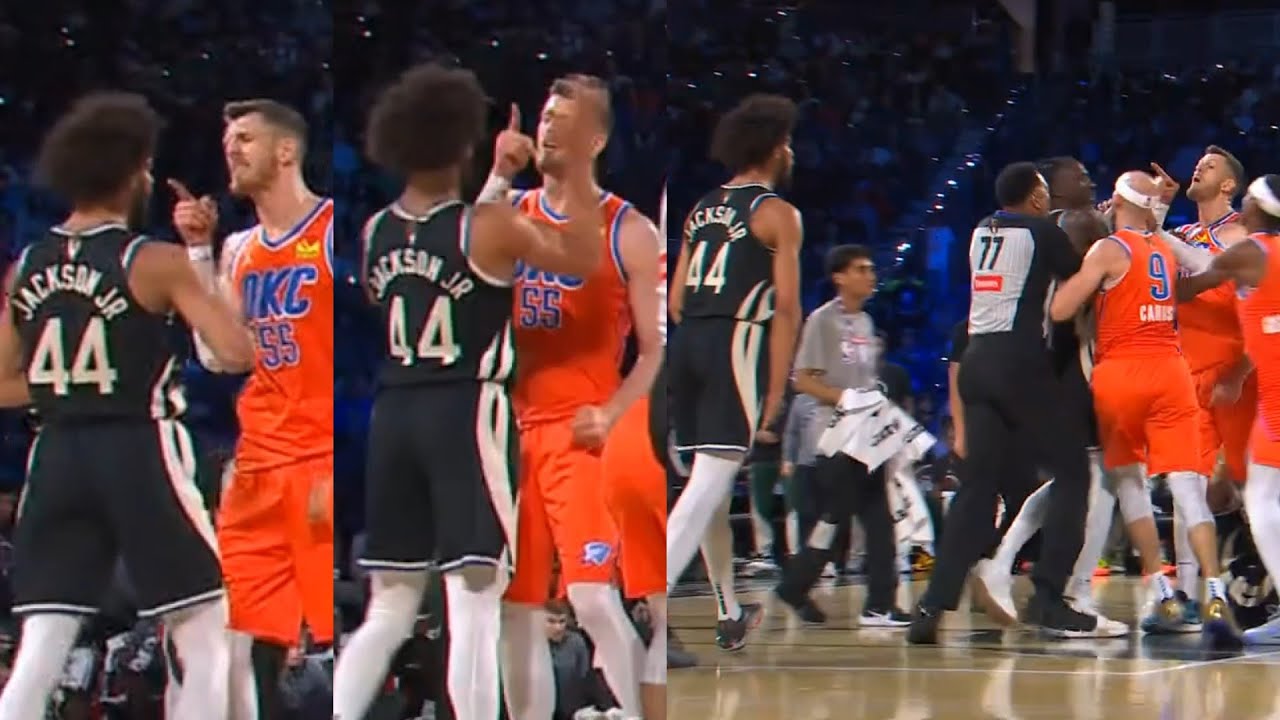 Andre Jackson Jr slaps away Isaiah Hartenstein's finger after pointing in his face 😳
