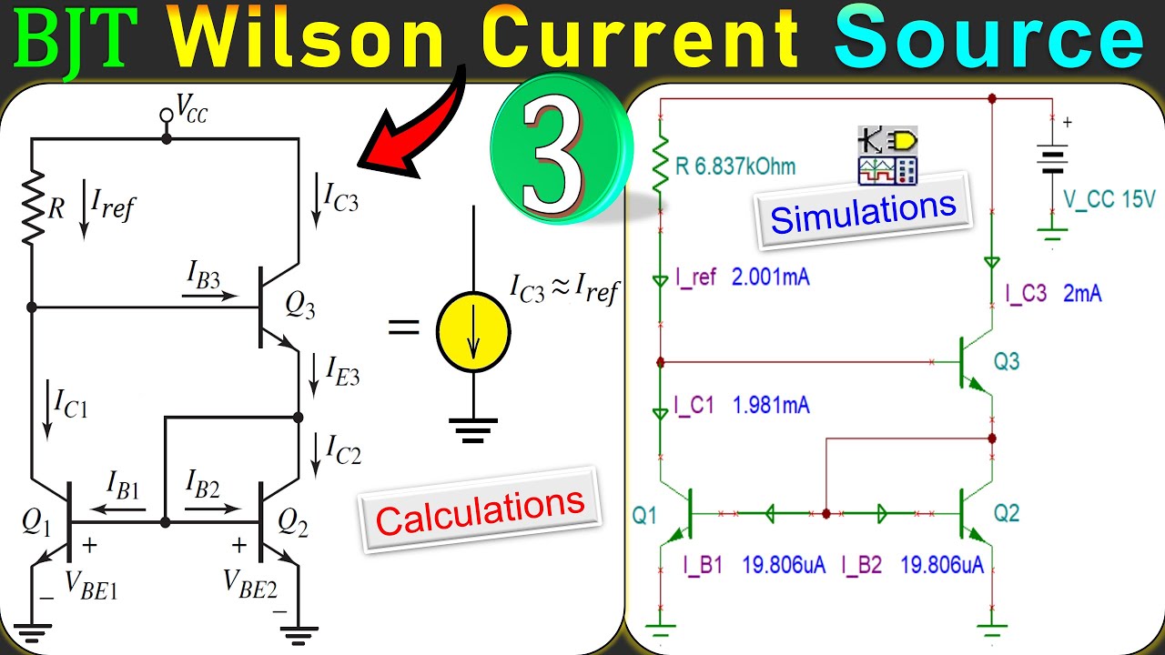 BJT Wilson Current Source Design 🌟 Calculations & TINA-TI SPICE Simulations 💡 Example 3
